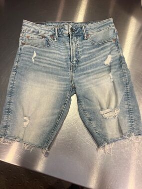 American Eagle Outfitters Light Blue Distressed Denim Jean Shorts